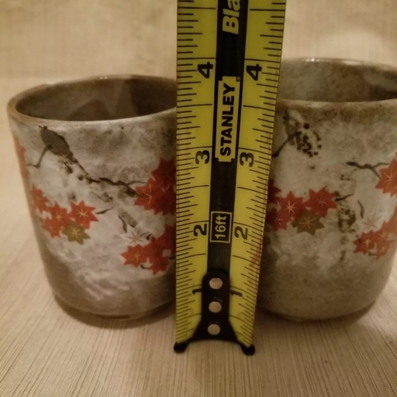 Ceramic Pottery Signed Asian Stackable Mugs Cups - Picture 3 of 8